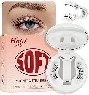 Higu clace Weiches Magnetische-Wimpern, Magnet-Wimpern Ohne Eyeliner,Magnetische Wimpern Natural Look, Stark Magnet Wimpern mit Applikator,Kein Kleber erforderlich Wimpern Magnetic （SOFT SET-C2)