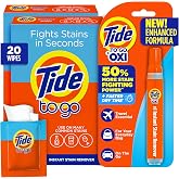 Tide To Go Stain Remover Bundle, Pen + 20 Travel Wipes, Clothes Care | Stain Remover Wipes, Travel Size Spot Cleaner for Clot