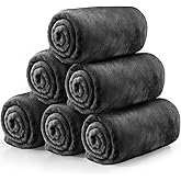 Tinideya 6 Pcs Flannel Fleece Throw Blanket Bulk 50 x 60 Inch Soft Fleece Blanket Warm Throw Blanket Coral Blankets for Couch Sofa Home Wedding Gifts Season (Dark Gray)
