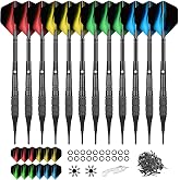 WayArrival Soft Tip Darts 18g, 12 Pack for Electronic Dartboards | Includes 12 darts, 100 spare tips, 24 flights, aluminum shafts, knurled barrels and wrench for practice