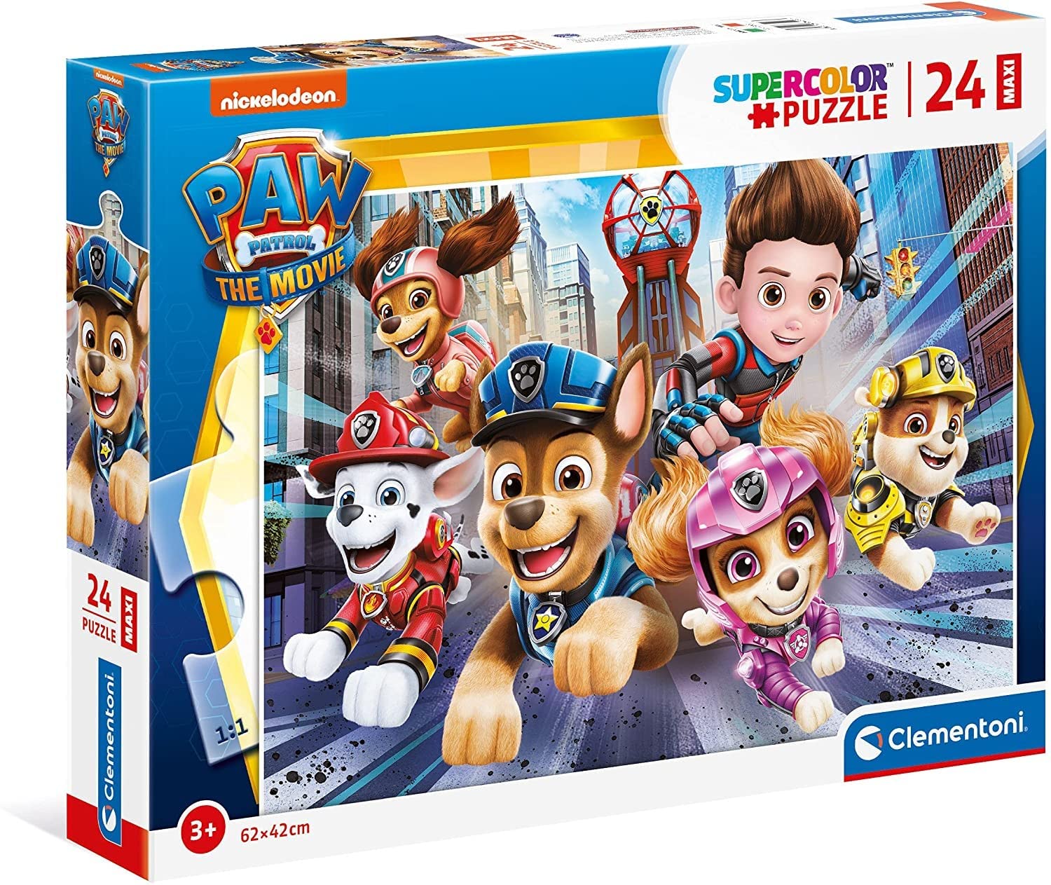 Clementoni - 24222 - Supercolor puzzle Paw Patrol The Movie - 24 maxi pieces - jigsaw puzzles for kids age 3 - Made in Italy, cartoon puzzles