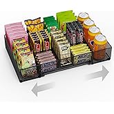 NANAGIFTREE Expandable Snack Organizer, Adjustable Snack Container with 9 Compartments, Kitchen Countertop and Pantry Storage Tray for Tea Bags, Coffee Pods, Candy, and Cookies