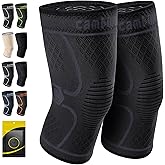 CAMBIVO Knee Braces for Knee Pain Women & Men,2 Pack Knee Compression Sleeves,Knee Support for Knee Pain Meniscus Tear,ACL & Arthritis Pain Relief(Medium,Black