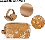 Elviros Water-Resistant PU Leather Toiletry Bag Large Travel Shaving Kit Toffee view 3