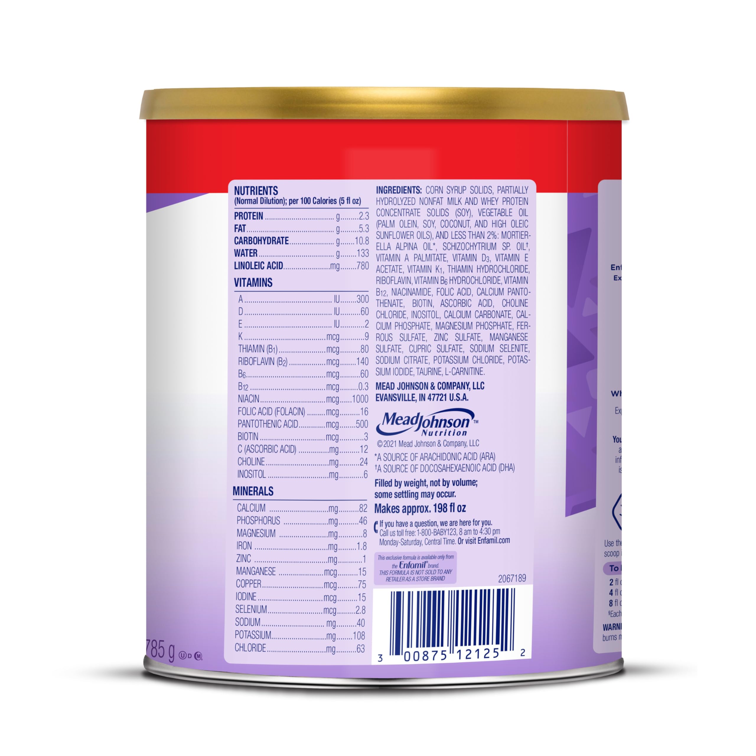 Enfamil Gentlease Baby Formula, Reduces Fussiness, Gas, Crying and Spit-up in 24 hours, DHA & Choline to support Brain development, Powder Can, 27.7 Oz