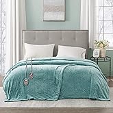 Beautyrest Heated Electric Blanket for Cold Weather, Fast Heating Heated Blanket, Auto Shut Off, Virtually Zero EMF, Multi Heat Setting, UL Certified, Aqua Queen (90 inx84 in)