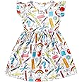 JONGOS Toddler Girls Back to School Pencil Dress Causal Flutter Sleeve Ruffle Bottom Dress Summer Clothes