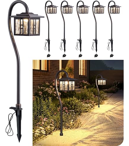 LUYE 8-Pack Low Voltage Torch Pathway Lights – 12V/24V LED Flickering Flame Landscape Lighting With Connectors