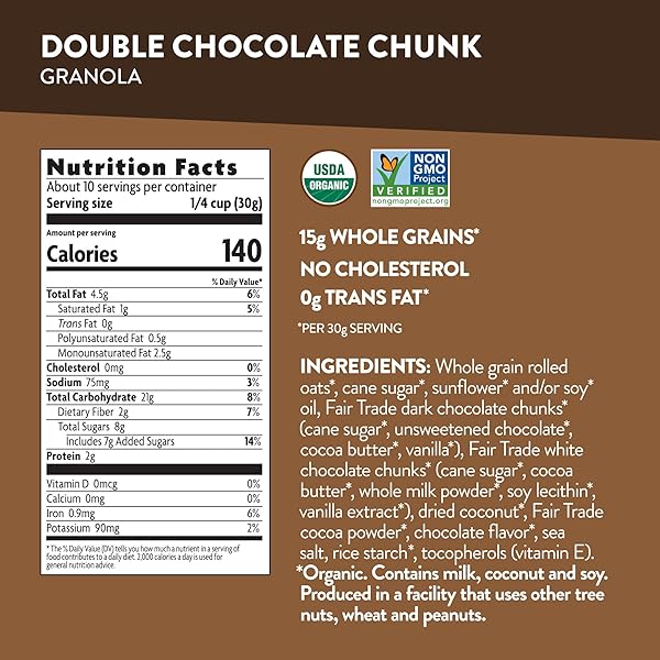 LOVE CRUNCH ORGANIC DOUBLE CHOCOLATE CHUNK GRANOLA, 11.5 OZ (PACK OF 1), NON-GMO, FAIR TRADE, BY NATURE’S PATH