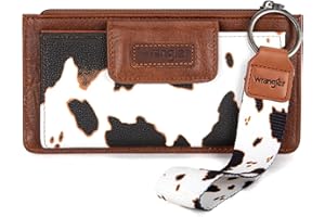 MONTANA WEST X Wrangler Cow Print Wallet for Women Ladies Female Card Cases & Money Organizers Wristlet with Wallet Large Clutch with Coin Purse Smooth Zipper and Rfid Lining