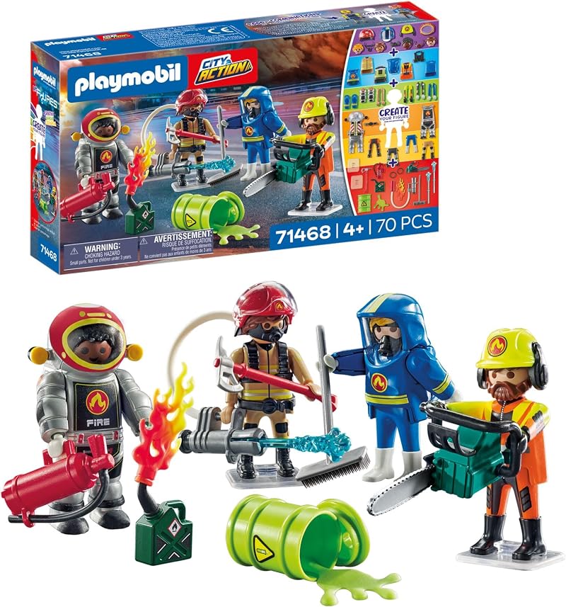 Playmobil 71468 My Figures Fire Rescue with 4 Figures and 66 Accessories