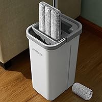 JOYMOOP Mop and Bucket with Wringer Set, Hands Free Flat Floor Mop and Bucket, with 1 Washable Microfiber Pad, Wet and Dry Us