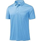 MAGCOMSEN Polo Shirts for Men with Pocket Short Sleeve Collared Golf Shirt Quick Dry Performance Athletic Polos