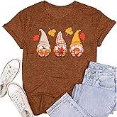 SUWATOIN Womens Thanksgiving Gnome Shirt Thanksgiving Shirts Thankful Fall Gnomies Lover Shirts