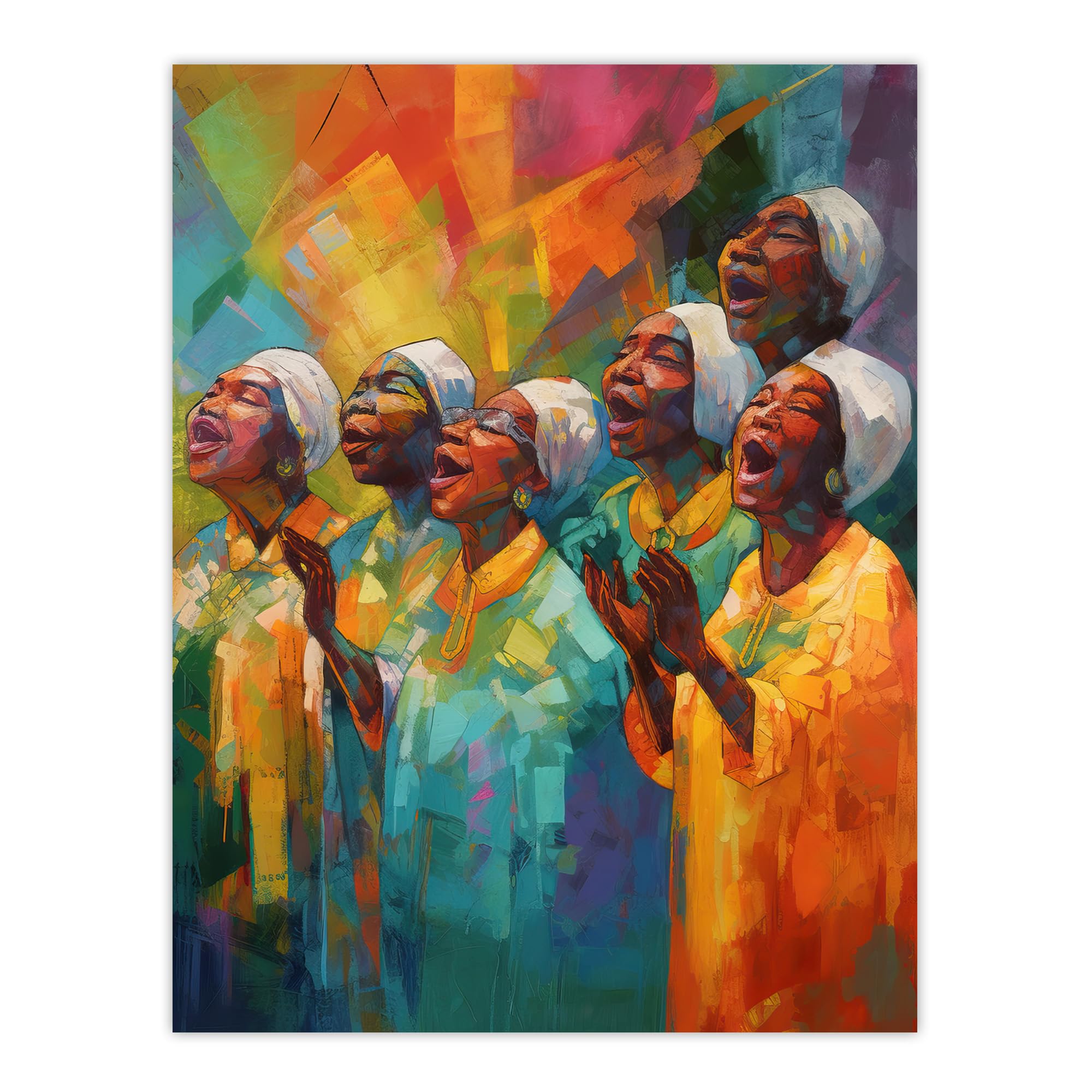 Artery8 Christian Gospel Choir Colourful African Music Artwork Extra Large XL Wall Art Poster Print