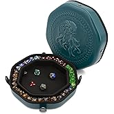 CASEMATIX Dice Tray and Storage Case for Up to 115 RPG Dice - Rolling Tray With Magnetic Snaps, Embossed Sea Monster Design a