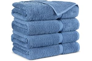 Towel Bazaar Premium Cotton Super Soft and Absorbent Turkish Towels (4-Piece Bath Towels, Wedgewood)