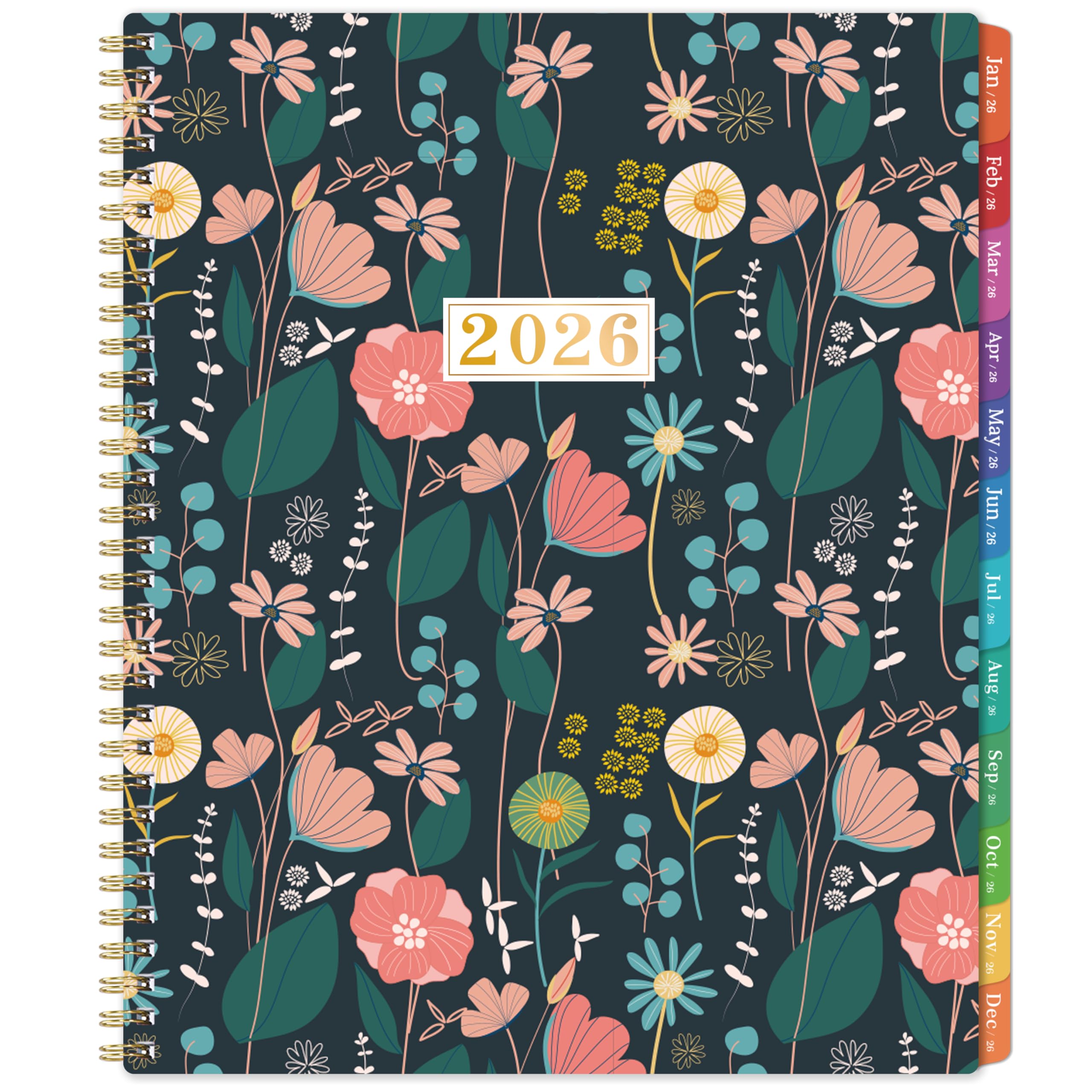 Photo 1 of 2026 Monthly Planner - January 2026 - December 2026, 9" x 11", Large Calendar 2026, 12 Months Planner with Monthly Tabs, Double Pockets, Spiral Binding