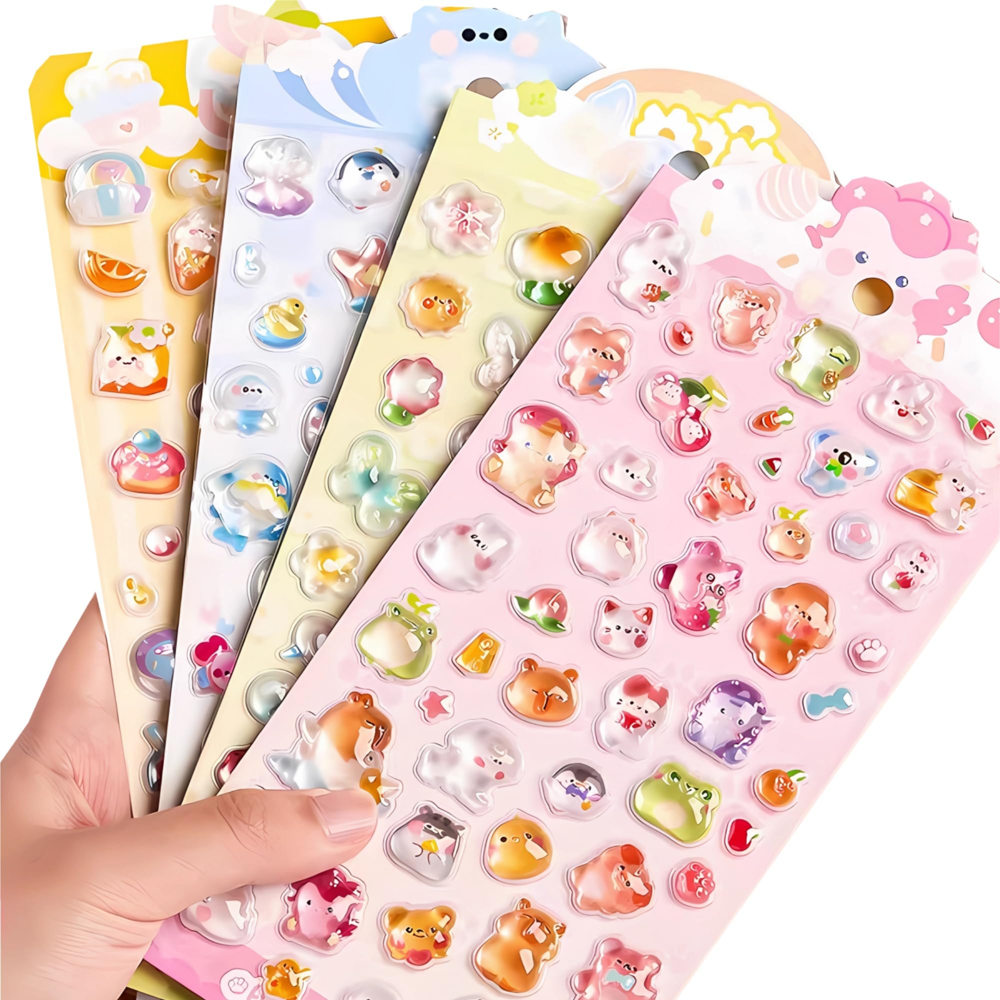 Photo 1 of 3D Puffy Stickers, 4 Sheets 200+ Kawaii Resin Decorative Stickers for Phone Case, Notebook, Scrapbooking (Style-1)