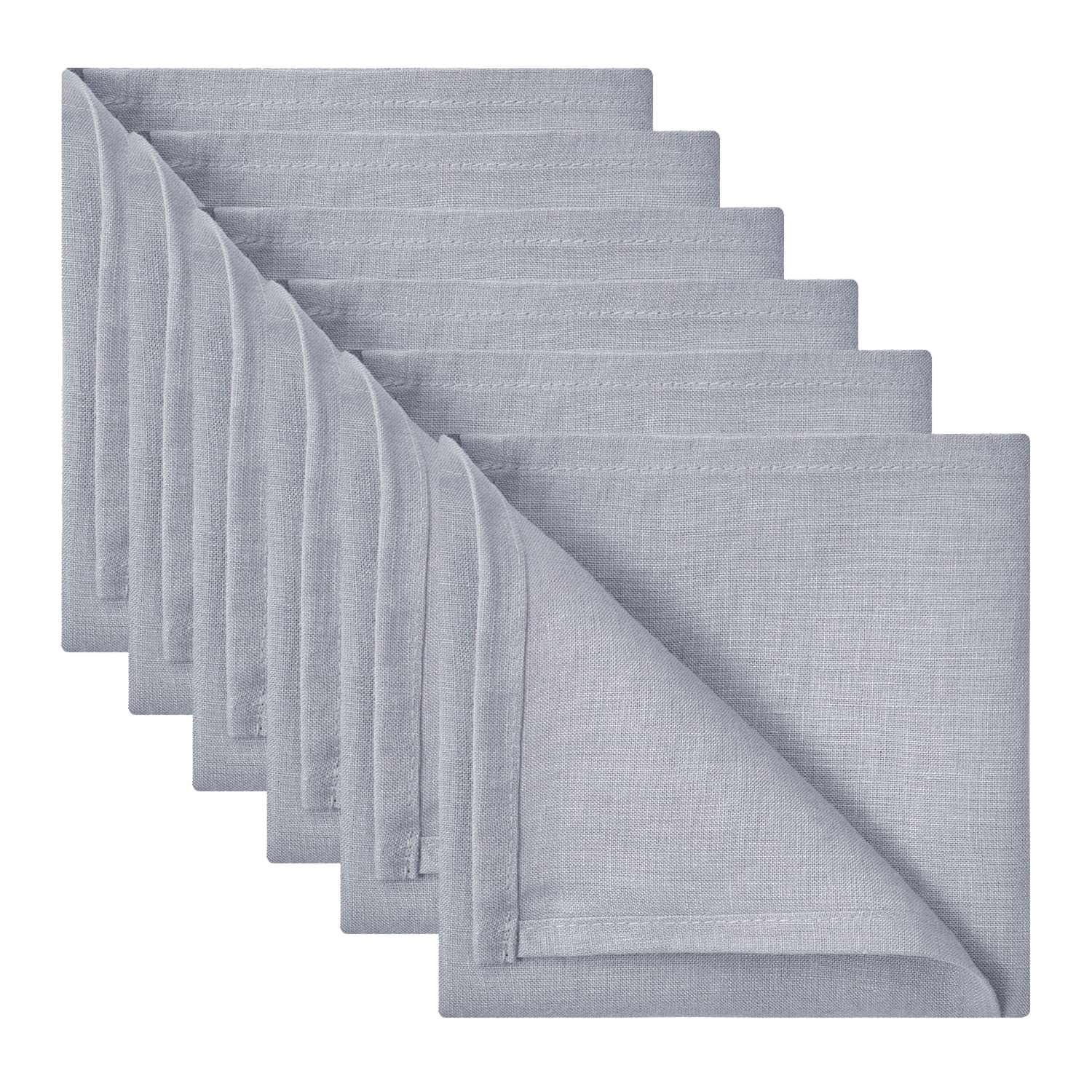 DAPU Pure Linen Napkins Set of 6, 45 x 45cm,100% French Flax Washable Home Set, Soft Breathable Napkins with Oeko Tex 100 Standard, Grey