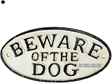 AB Tools Beware of Dog Cast Iron Sign Plaque 17.5x9 cm Garden Gate Fence view 5