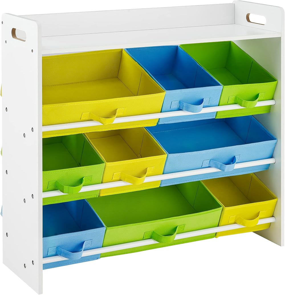SONGMICS Toy Organiser 9 Removable Bins Shelf White GKR31WT