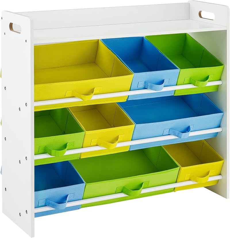 SONGMICS Toy Organiser 9 Removable Bins Shelf White GKR31WT