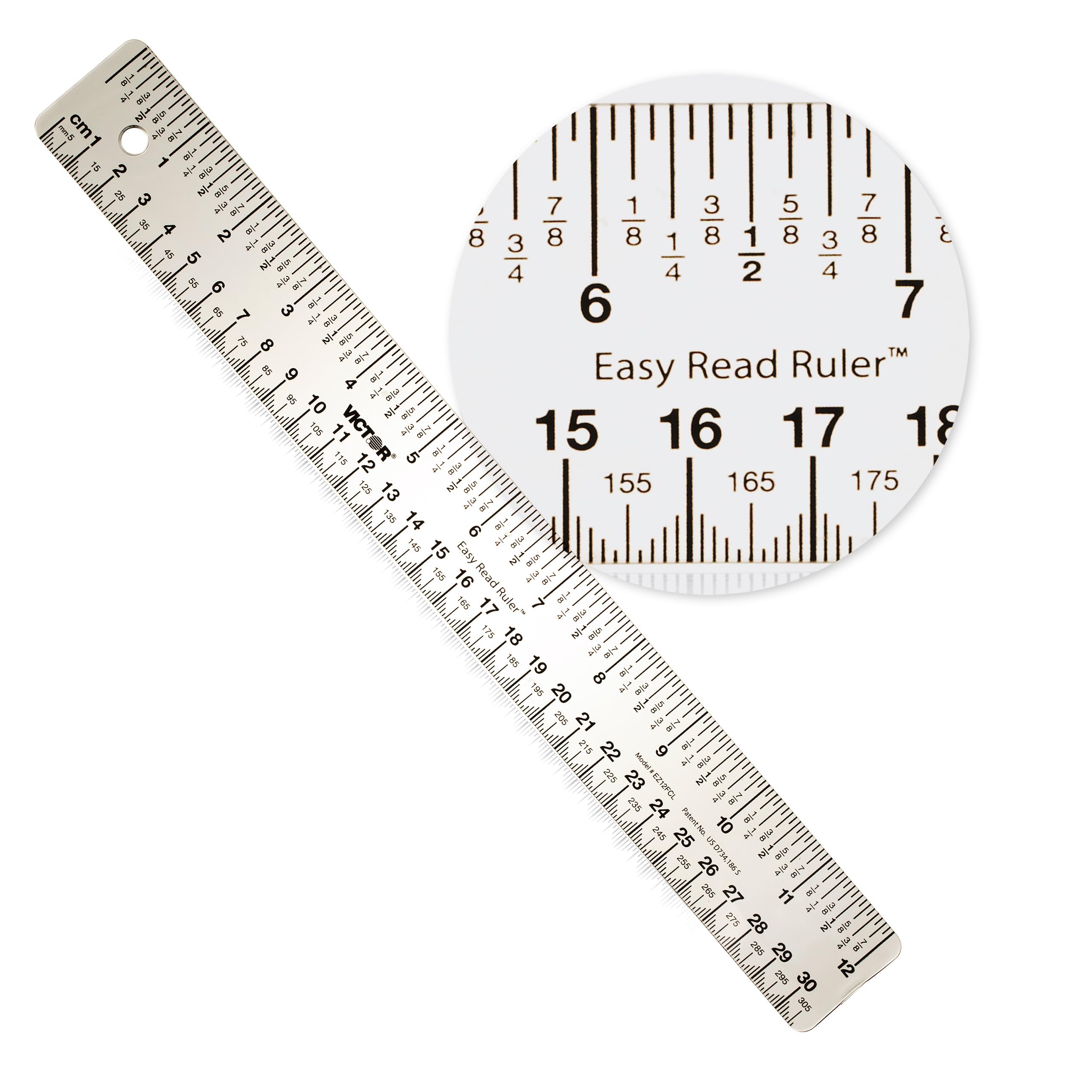 12 Inch Easy Read Ruler, Clear