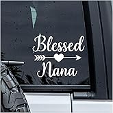 MYMKO Blessed Nana Decal, Heart Arrow Car Window Decals, 6 Inches UV DTF Tranfer Car Stickers, Family Love Weatherproof Car Truck Window Bumper Sticker, Positive Car Stickers and Decals for Women Mom