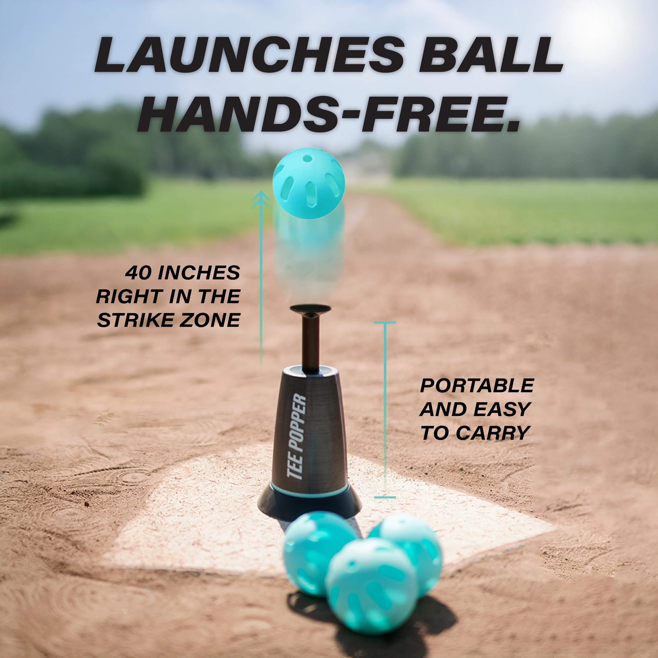 Bandit Sports Tee Popper, Durable Nylon Strength for Long-Lasting Hitting, Batting Tee for Perfect Swings, Baseball Training for Practicing Hitting Without a Pitcher (Ball not Included)