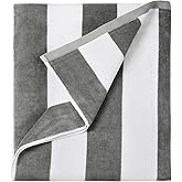 LULUHOME Large Oversized Beach Towel - Big Cotton 36 x 70 Inch Striped Pool Towel, Large Cabana Soft Swimming Towel for Adult Men Women,Grey