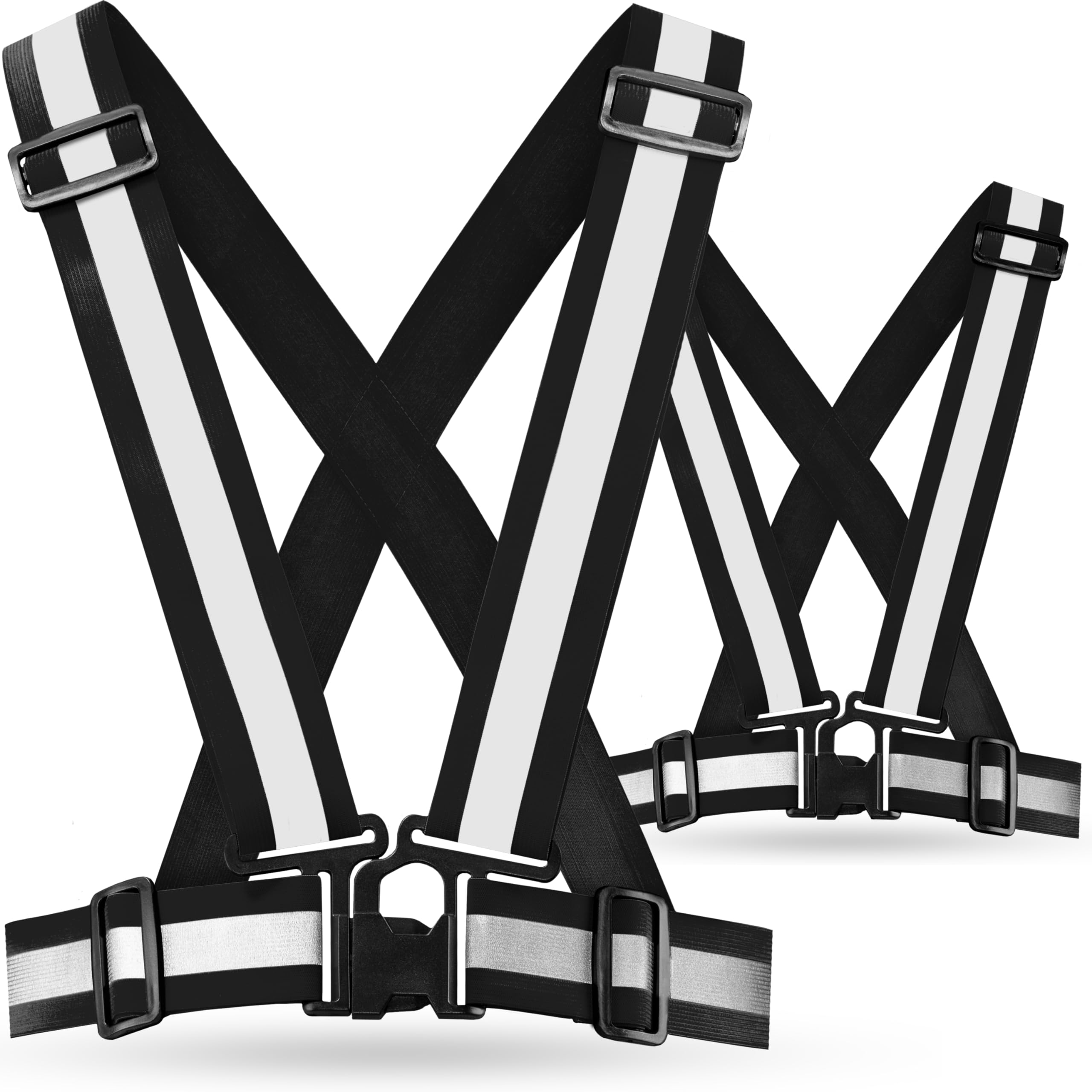 Reflective Vest Reflective Safety Vest Adjustable Safety Vest Lightweight High Visibility Jogging Bicycle Running Motorcycle for Adults & Teenagers Set of 2 (Black)