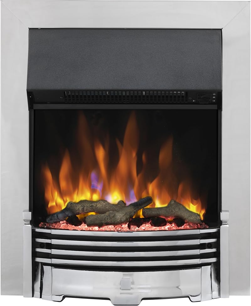 Dimplex Helmsdale Optiflame Inset Electric Fire Chrome LED Flame 2kW