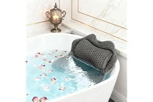 WUTONGPATH Bath Pillow Deluxe Bathtub Cushion – Premium Tub Pillow for Neck and Back Support, Headrest with Soft 4D Mesh Fabr