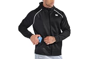 BROKIG Men's Stripe Running Jacket with Zipper Pocket, Windbreaker Zip Up Workout Hoodie Men Athletic Gym Sweatshirts