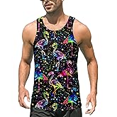 Idgreatim Mens Hawaiian Tank Tops 3D Graphic Summer Beach Sleeveless T Shirt