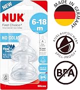 NUK First Choice+ Teats 6-18 Months Flow Control Anti-Colic 2 Count view 6