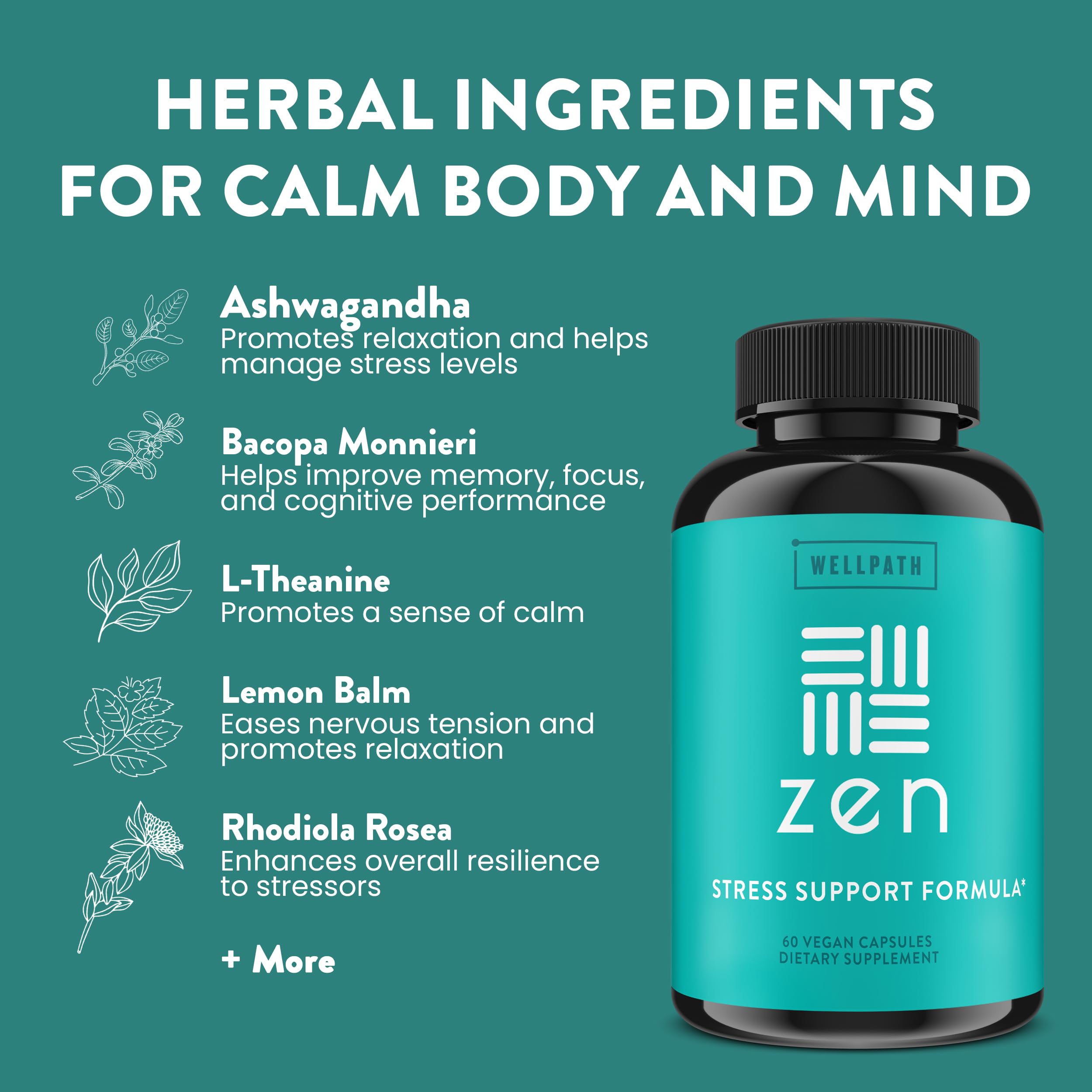 WellPath Zen Stress Support Supplement Calm Mood, Stress & Energy