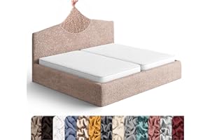 PAULATO BY GA.I.CO. Bed Headboard & Frame Cover - Head Board Covers - Soft Polyester Fabric Cover - 1-Piece Form Fit Stretch Furniture Slipcover - Microfibra Collection - Blush Taupe (King)