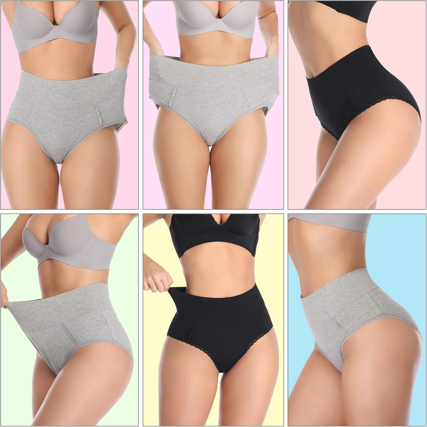 MISSWHO 6-Pack Women's Cotton Underwear, S-4XL High Waisted Full Coverage Comfortable Brief Ladies Underpants Assorted Size at  Women’s Clothing store
