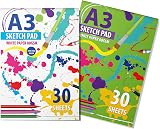 G4GADGET 2 Packs A3 Sketchbook Drawing Paper 60 Sheets 80 GSM Kids Doodle Pad view 1