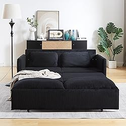 65-Inch Corduroy Loveseat Sofa with Pull Out