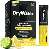 DryWater Electrolytes + Vitamins Hydration Packets, Lemon Lime 12 Pack | High Potassium, Electrolytes Powder Drink Mix for Hydration - Real Organic Fruit, Zero Added Sugar, NSF Certified