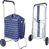 dbest products Cruiser Cart with Bag Bundle Shopping Cover Grocery Rolling Folding Laundry Basket on Wheels Foldable Utility 