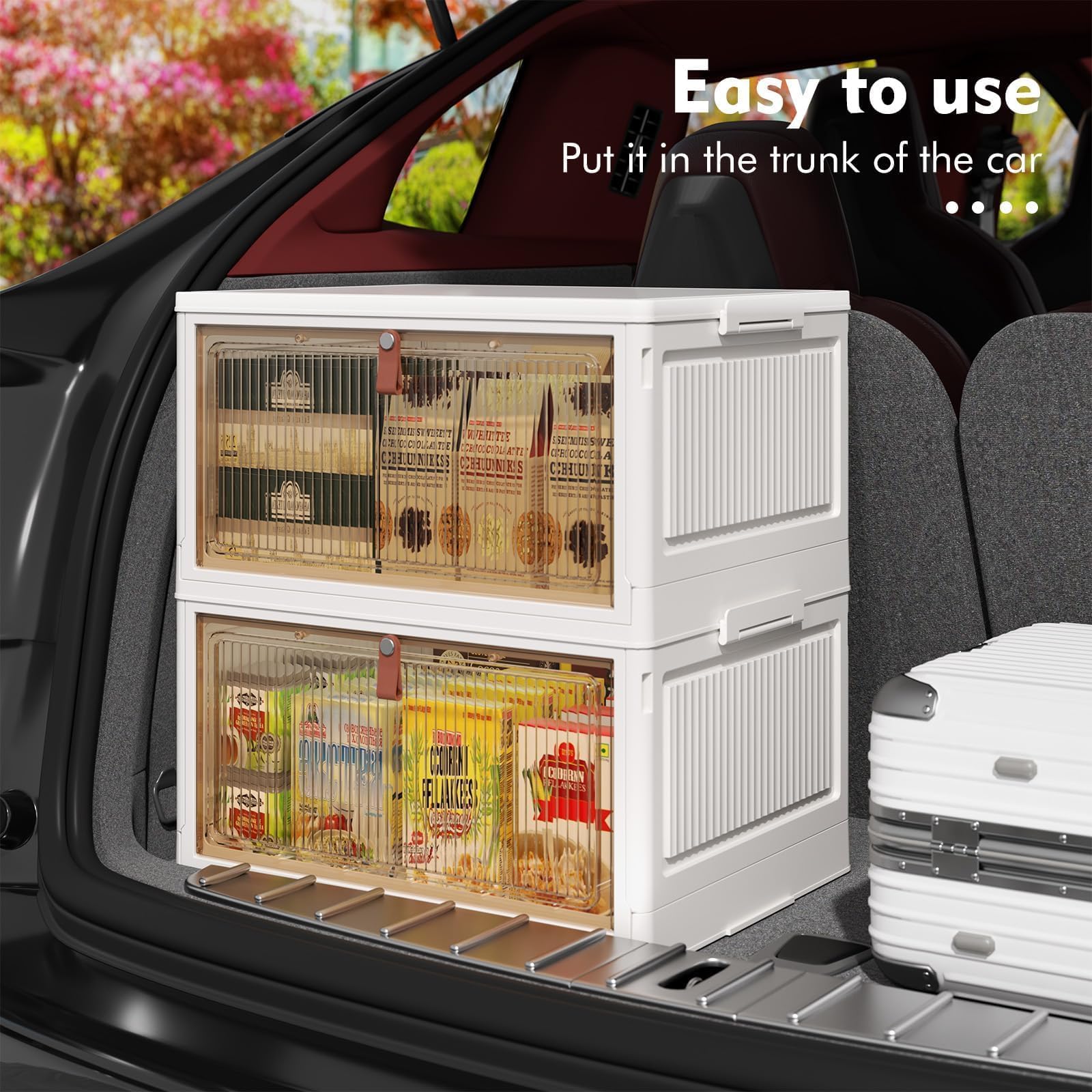 Photo 1 of CTSNSLH 4 Tier Plastic Storage Bins and Boxes Organizer - 28Qt Stackable with Lids for Bedroom, Living Room, Office - Foldable Containers