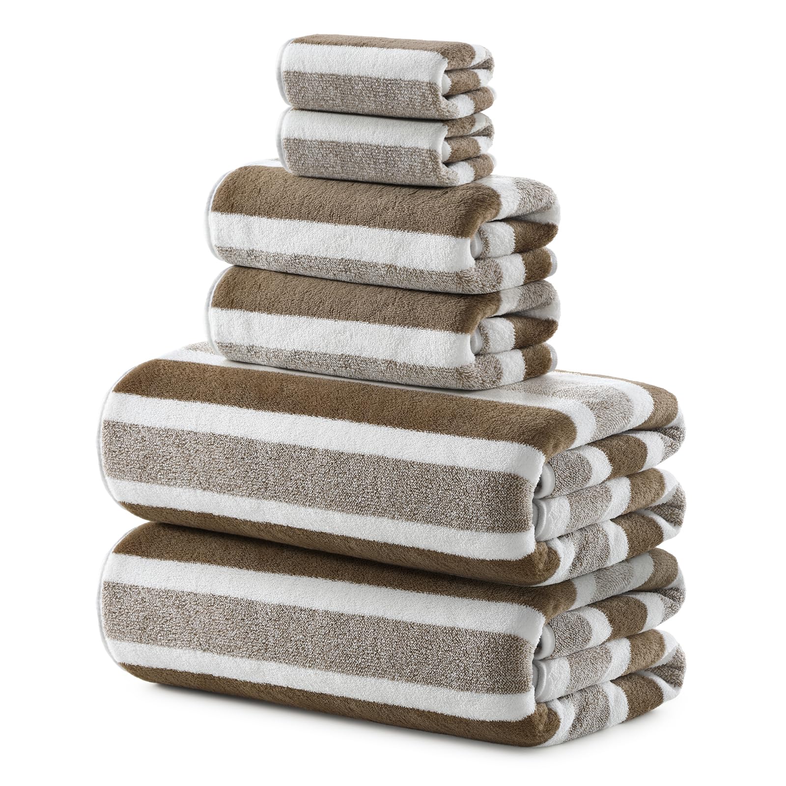 REDKISS Ultra Soft Bath Towel Sets 6-Piece 35"x70" | 100% Microfiber Highly Absorbent & Quick Dry | Brown Towels for Bathroom, Spa, Gym | 2 Bath Sheets, 2 Hand, 2 Washcloths​