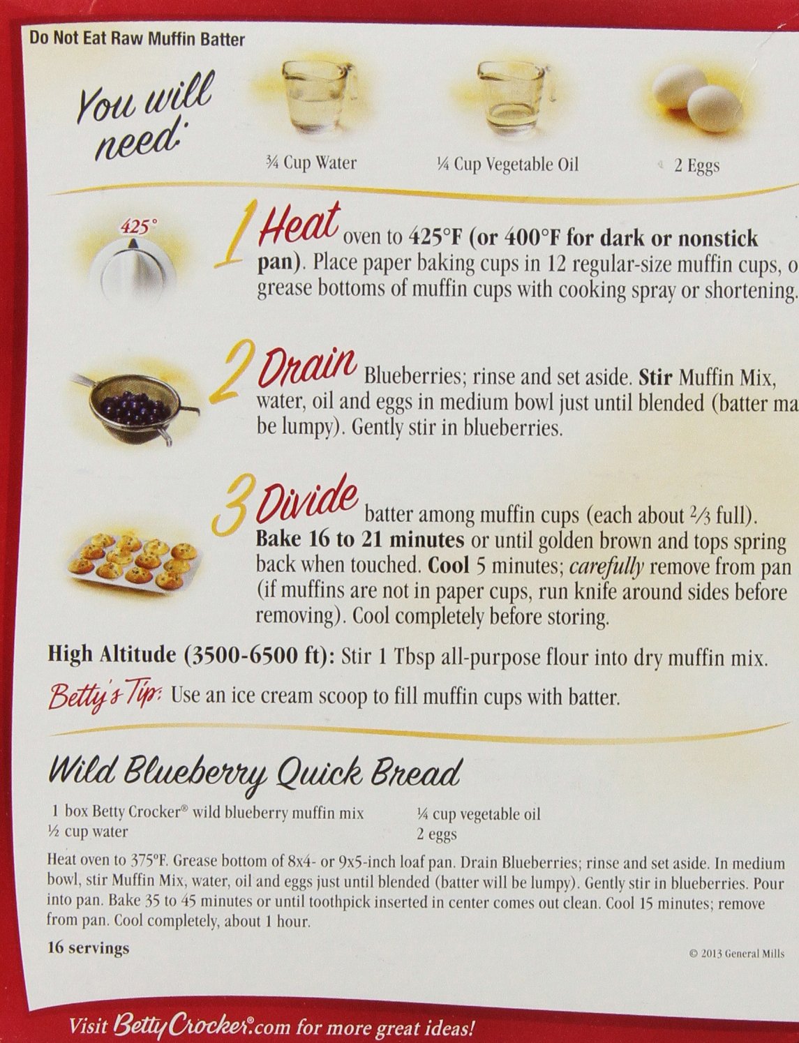 betty crocker just add water muffin mix