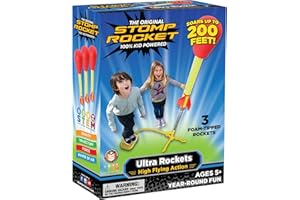 Stomp Rocket® Original Ultra Rocket Launcher for Kids, Soars 200 Ft, 3 Rockets and Adjustable Launcher, Gift for Boys and Gir