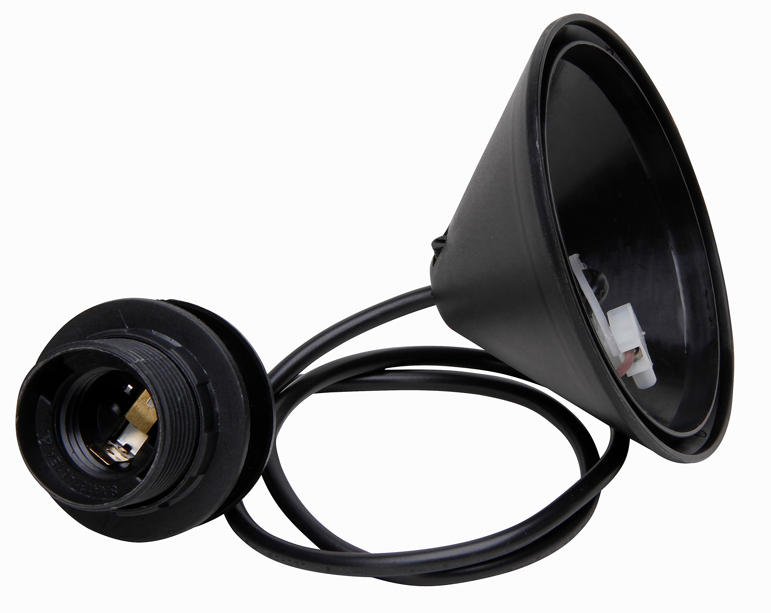 Kopp Cord Pendant for Lampshades, 11 cm Ceiling Canopy with Strain Relief and Approx. 216905049 55 cm Cable H03VV-F2 x 0.75 mm2 ISO E27 Socket with Umbrella Support Ring Black