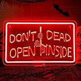 Halloween Neon Sign Dont Open Dead Inside Neon Signs For Wall Decor Red Led Lights For Bedroom Horror Light Up Halloween Part